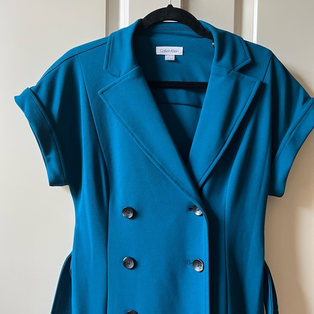 NWOT Calvin Klein Double Breasted Sleeveless Belted Dress color Cypress Size 6 - Picture 8 of 11